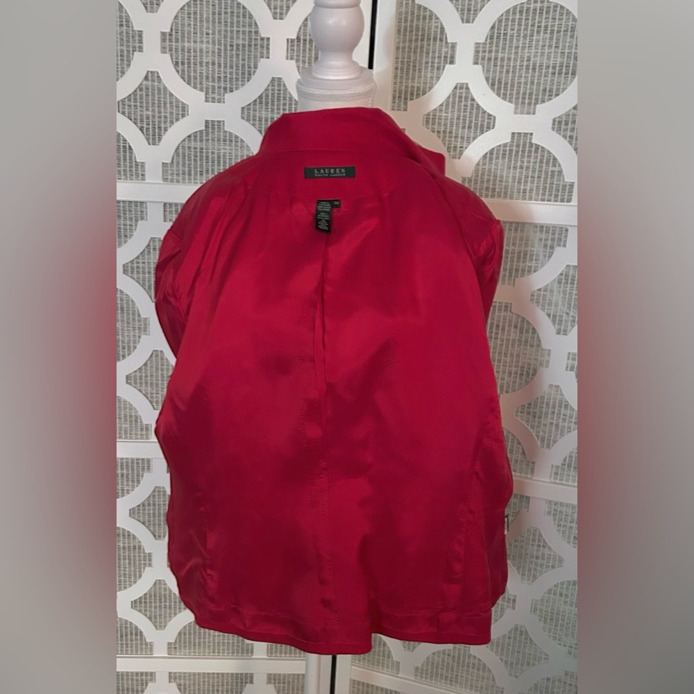 Nautical Ralph Lauren Vintage Red Jacket Blazer Linen 20w Navy Blue Cape Cod - Picture 14 of 15